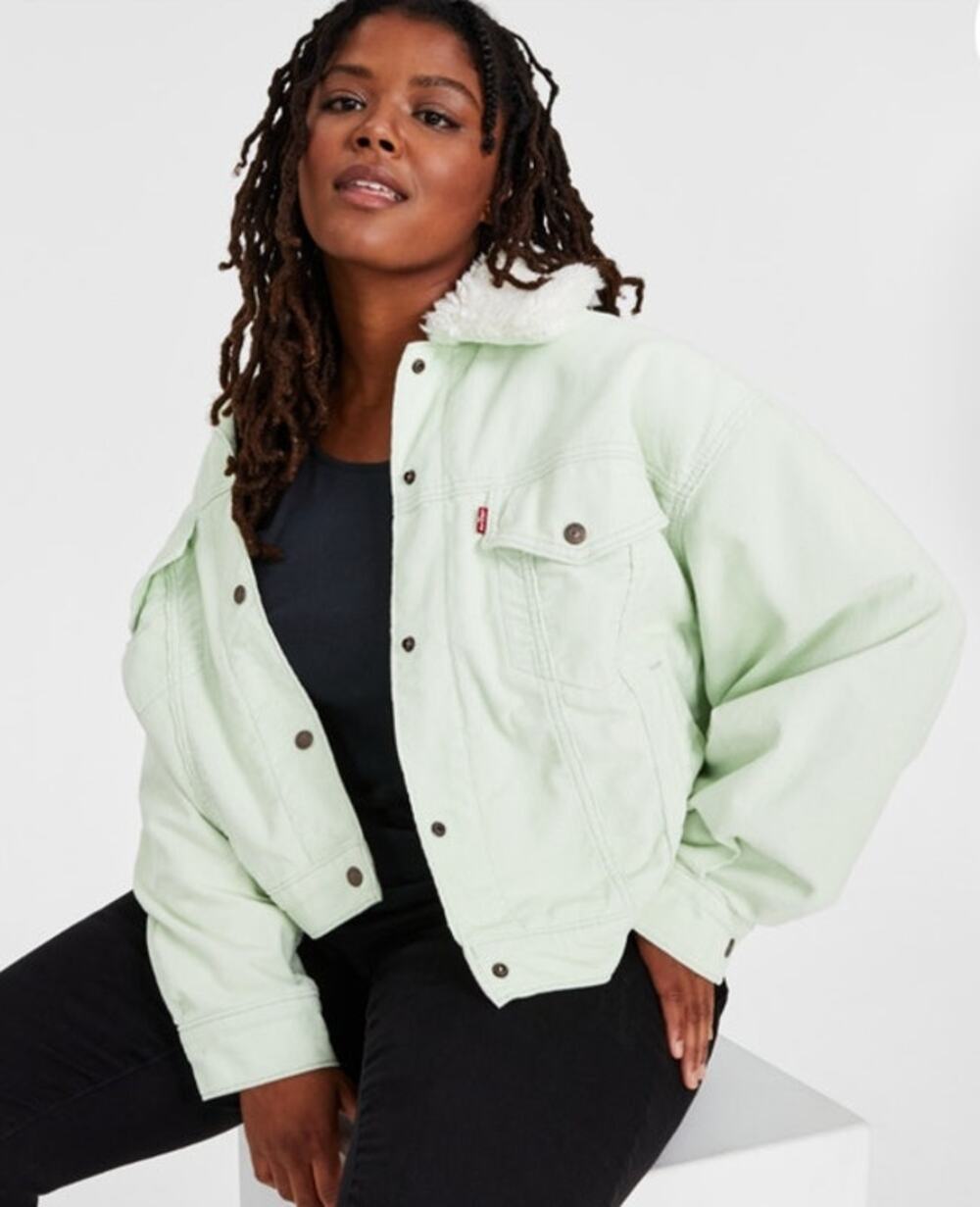 Levi's Trendy Plus Size Faux-Sherpa Baby Baggy Trucker Jacket Sz 3X